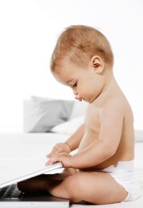 baby and laptop